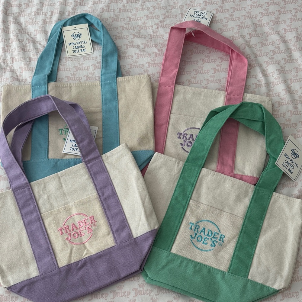 Mini Pastel Canvas Tote Bag -
